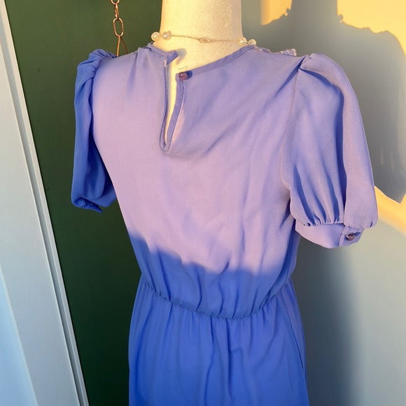 Vintage 70s 80s Periwinkle Secretary Dress - Picture 5 of 8